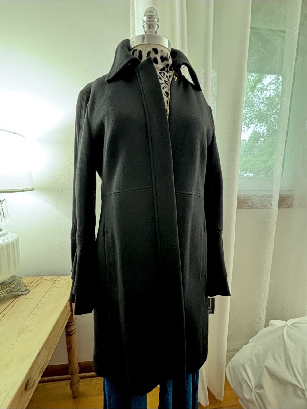 INC International Concepts Black Trench Style Coat, L, NWT